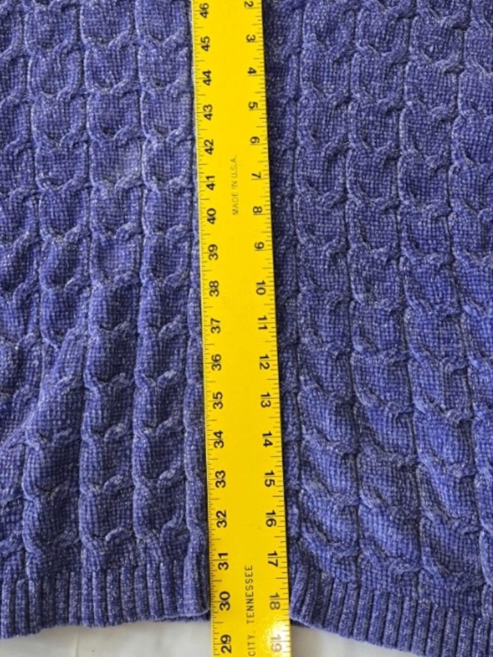Women’s Cable Knit Sweater Cardigan - Violet Sparkle Holiday Cable Knit - Picture 2 of 7